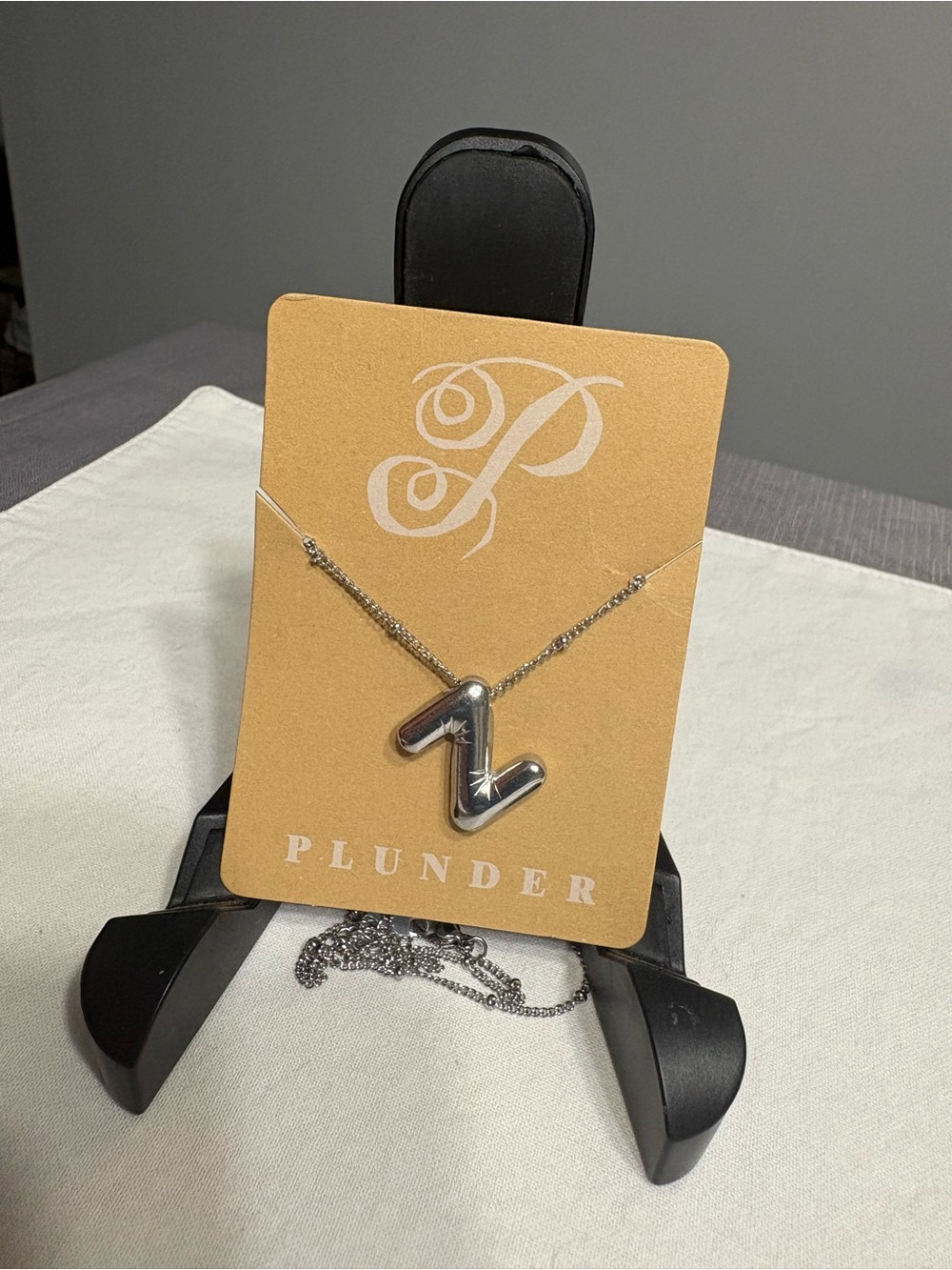 Plunder Silver 'Z' Bubble Initial Pendant Necklace